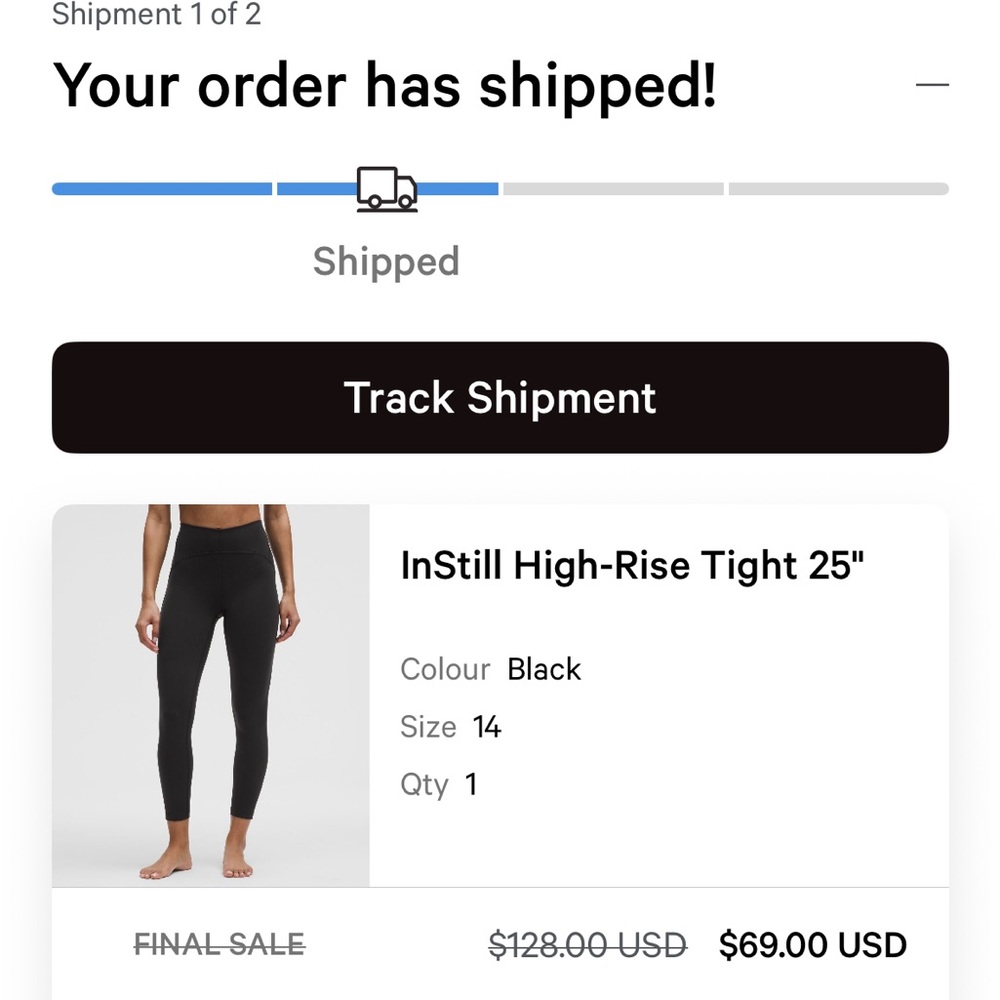 Lululemon Athletica Black InStill High-Rise Tight 25"